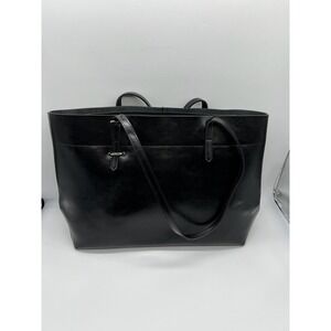 Kattee Large‎ Black Leather Tote Shoulder Bag, Purse, 2 Handles Zippered Pockets